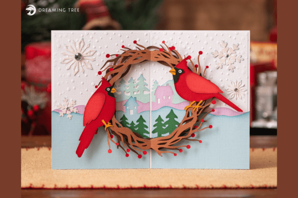 Create a Cardinal Wreath Card with SVG